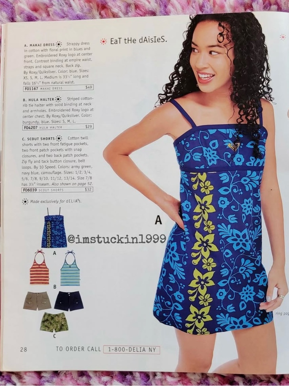 Vintage 90’s ROXY Hawaiian Print Dress Size S Delia’s Catalog Summer 1998 🌺 - Picture 3 of 10